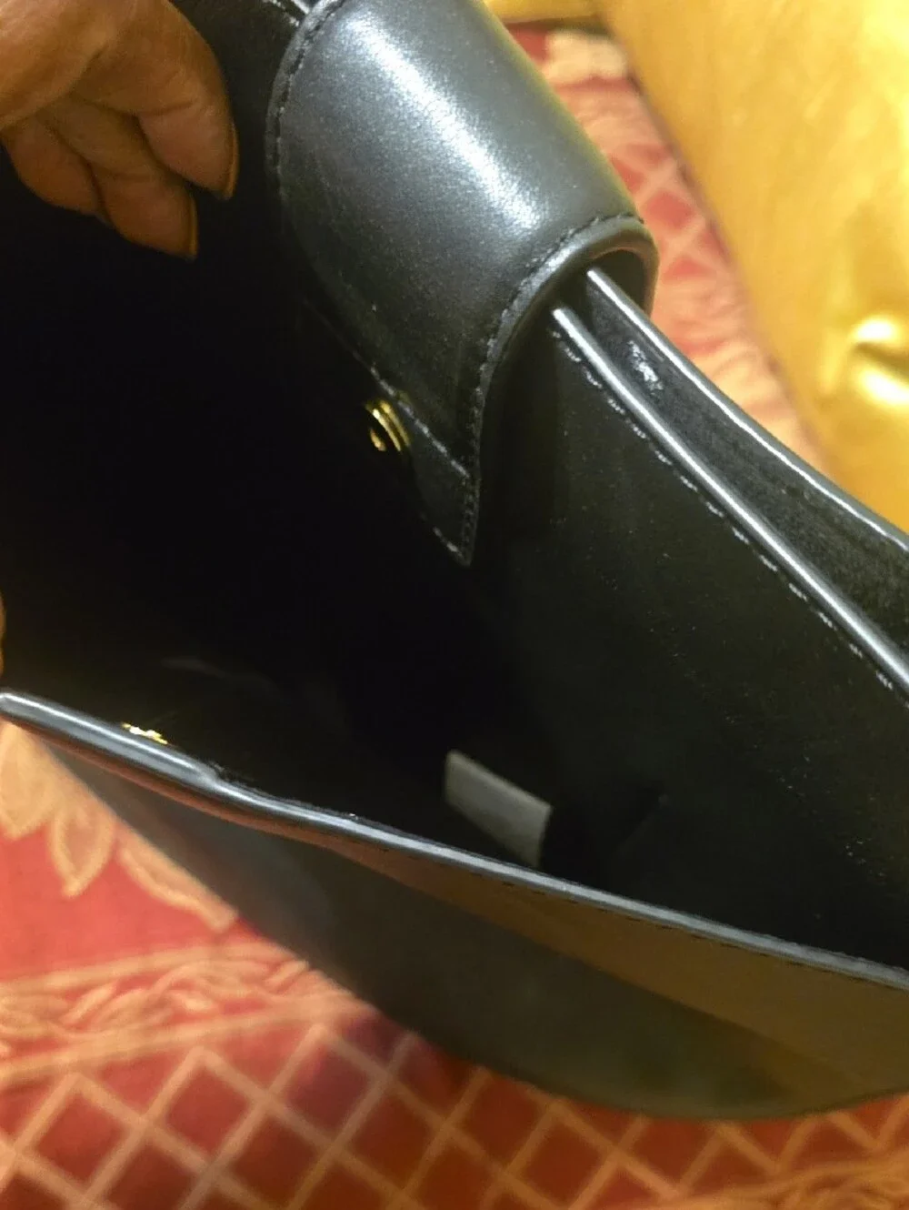 Michael Kors Black Leather Shoulder Bag with Gold MK Emblem
